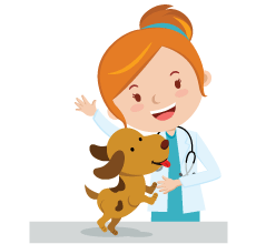 Cartoon veterinarian with a dog