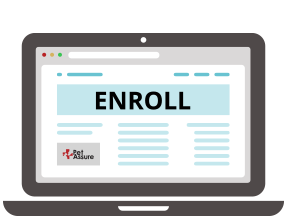 Computer showing Pet Assure plans screen and member ID card